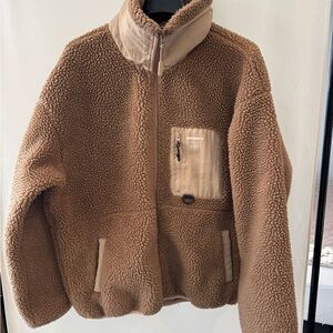 Brown Sherpa Puffer Jacket